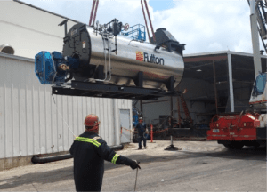 New Fulton Boiler being installed in a facility from fire Power Boiler Industries